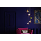 Federico 5 Light Cluster Ceiling Pendant Light In Polished Chrome With Mixed Glass FED0550-MIX