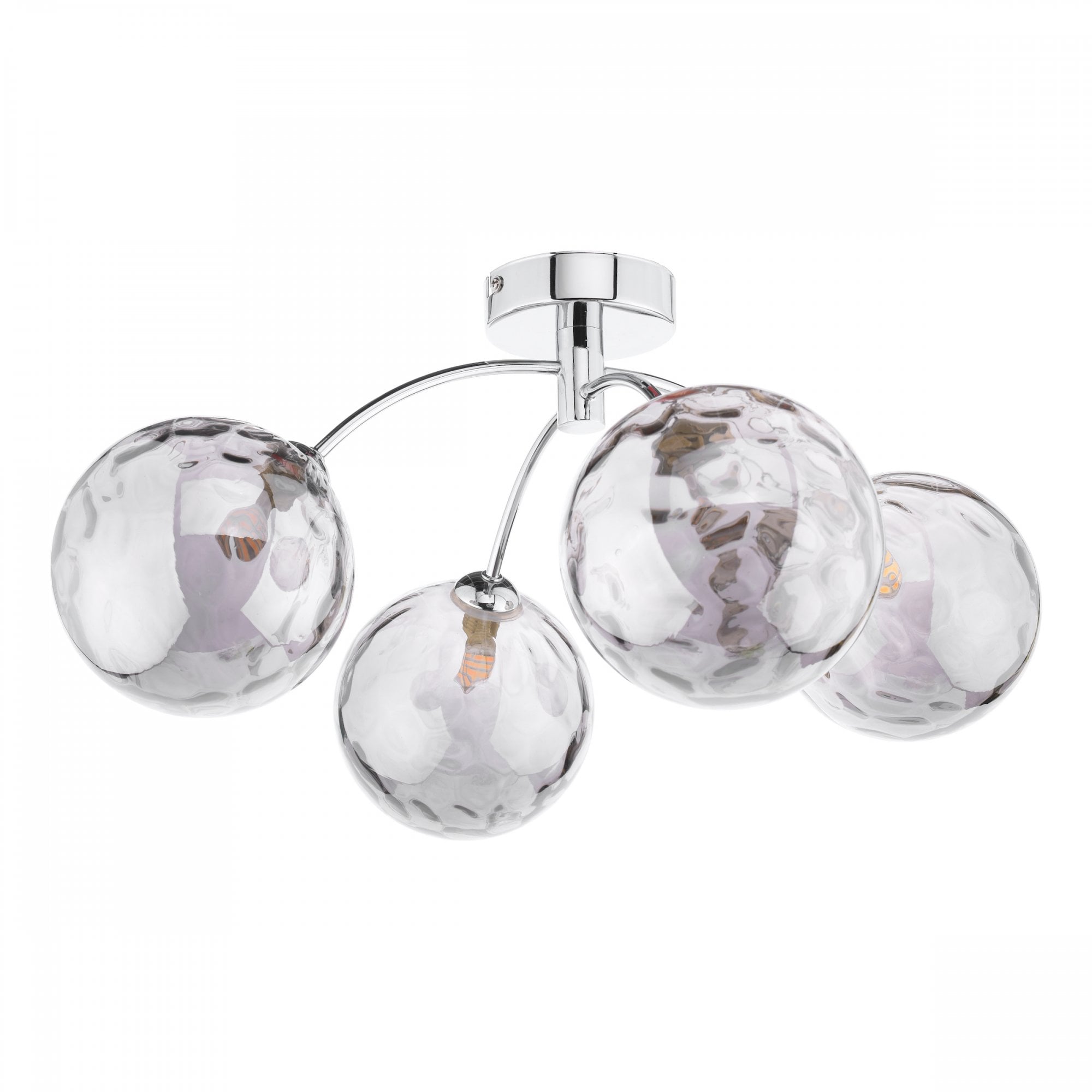 Izzy 4 Light Semi Flush Ceiling Light In Polished Chrome With Smoked Dimpled Glass IZZ0450-10