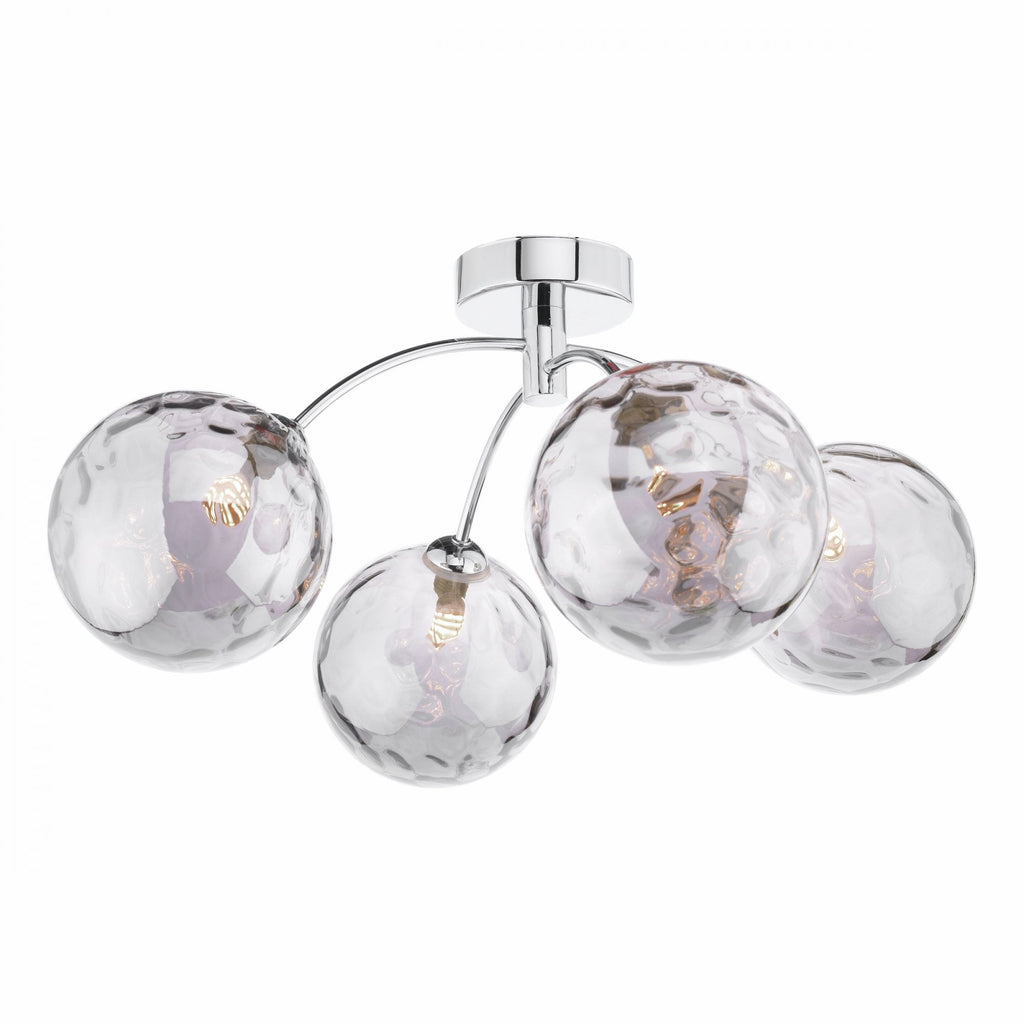 Izzy 4 Light Semi Flush Ceiling Light In Polished Chrome With Smoked Dimpled Glass IZZ0450-10