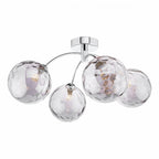 Izzy 4 Light Semi Flush Ceiling Light In Polished Chrome With Smoked Dimpled Glass IZZ0450-10