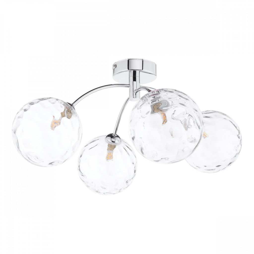 Izzy 4 Light Semi Flush Ceiling Light In Polished Chrome With Clear Dimpled Glass IZZ0450-12