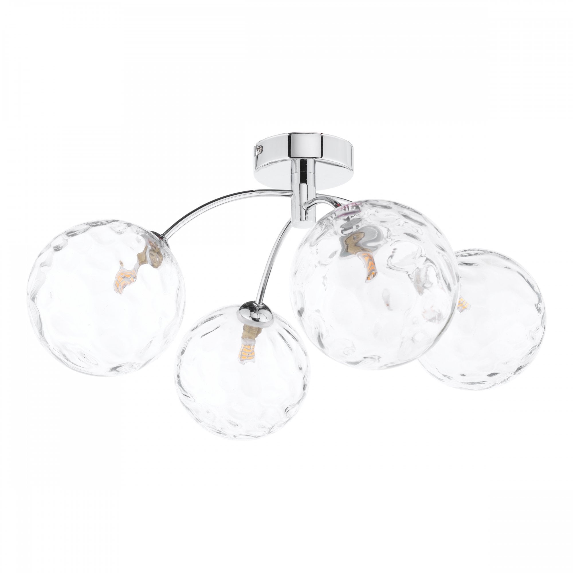 Izzy 4 Light Semi Flush Ceiling Light In Polished Chrome With Clear Dimpled Glass IZZ0450-12