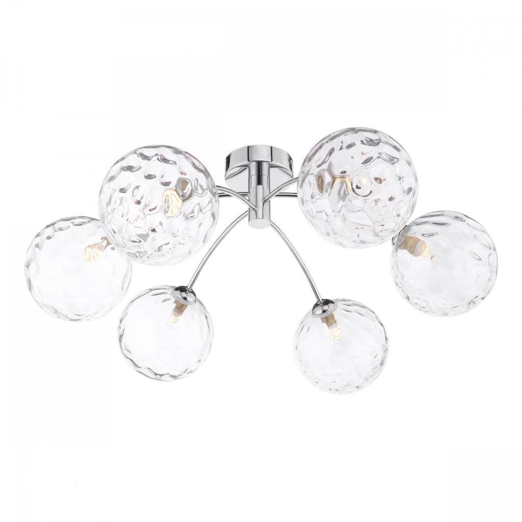Izzy 6 Light Semi Flush Ceiling Light In Polished Chrome With Clear Dimpled Glass IZZ0650-12