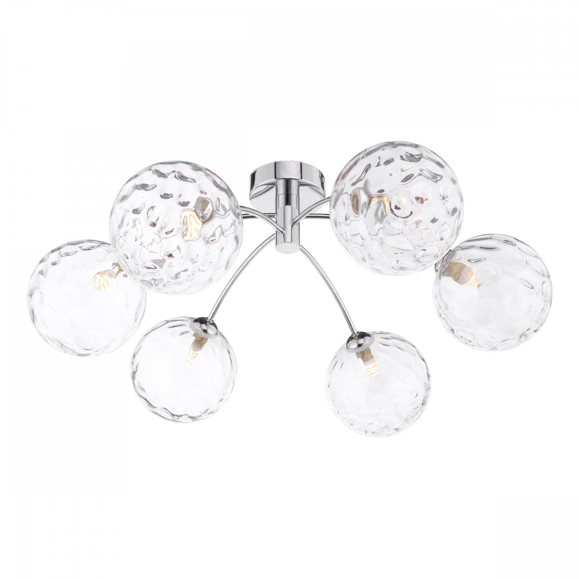 Izzy 6 Light Semi Flush Ceiling Light In Polished Chrome With Clear Dimpled Glass IZZ0650-12