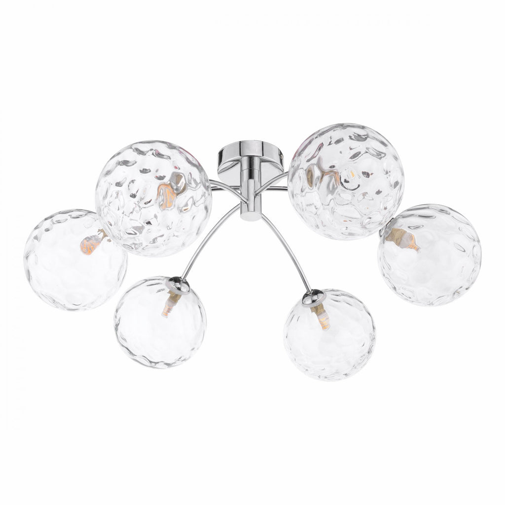 Izzy 6 Light Semi Flush Ceiling Light In Polished Chrome With Clear Dimpled Glass IZZ0650-12