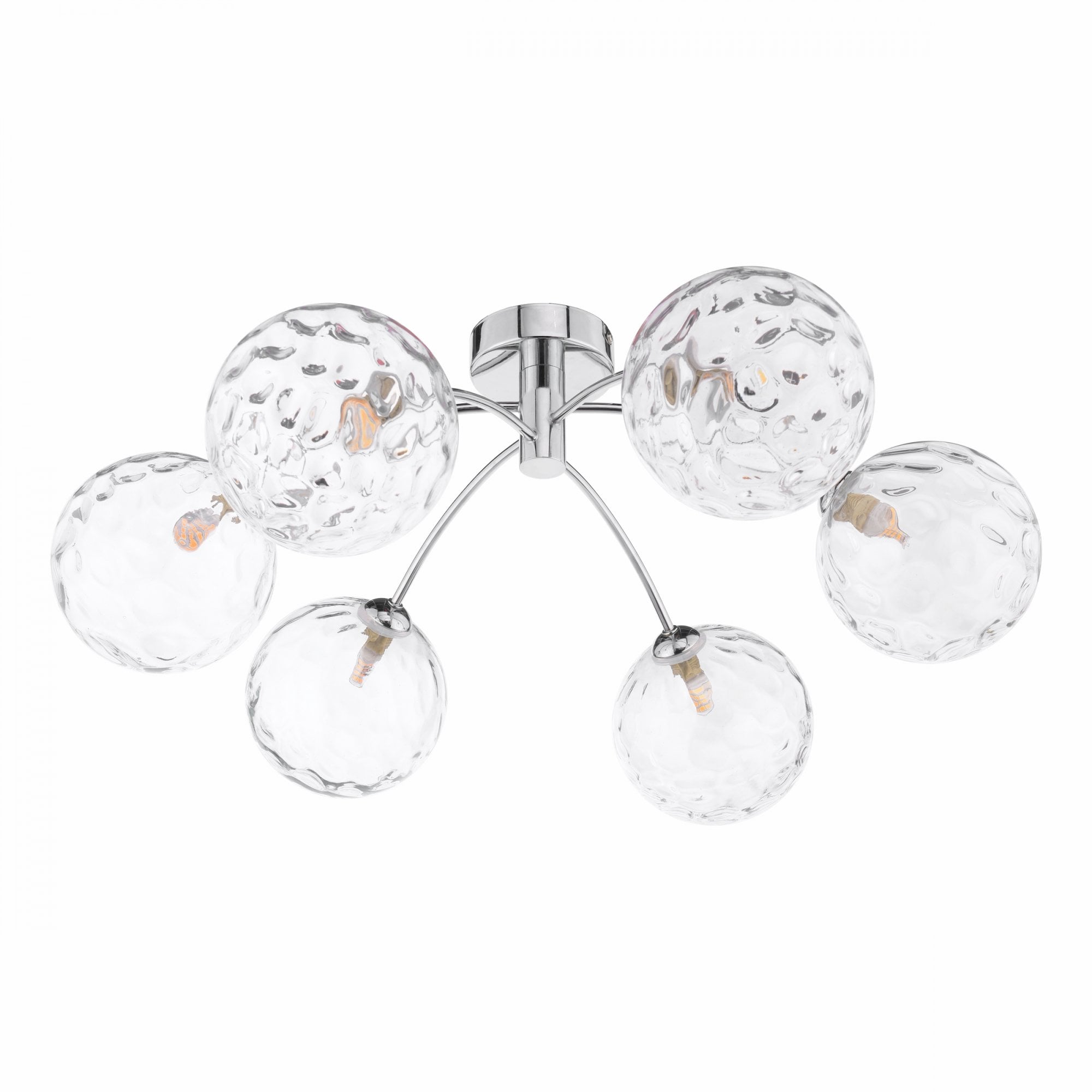 Izzy 6 Light Semi Flush Ceiling Light In Polished Chrome With Clear Dimpled Glass IZZ0650-12