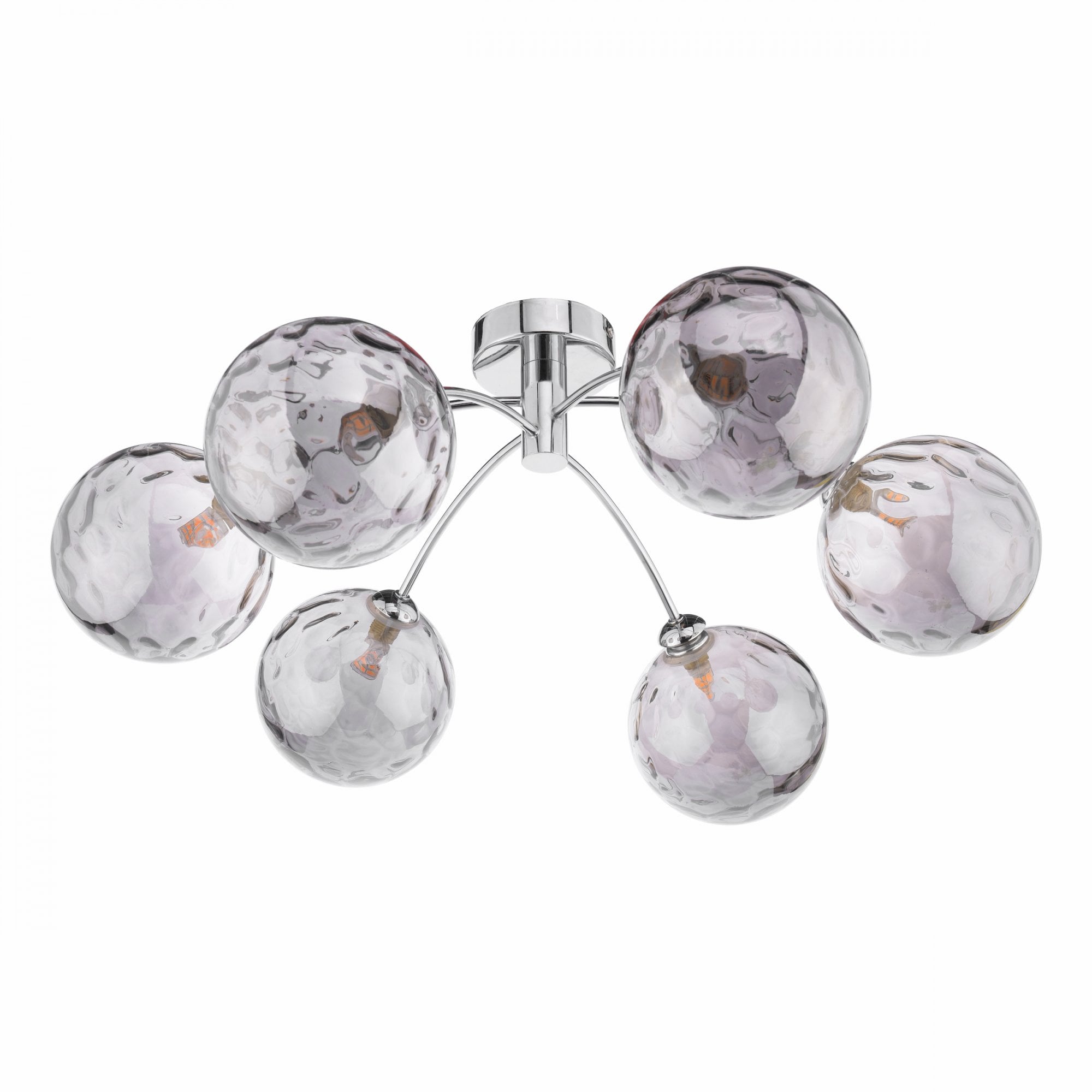 Izzy 6 Light Semi Flush Ceiling Light In Polished Chrome With Smoked Dimpled Glass IZZ0650-10