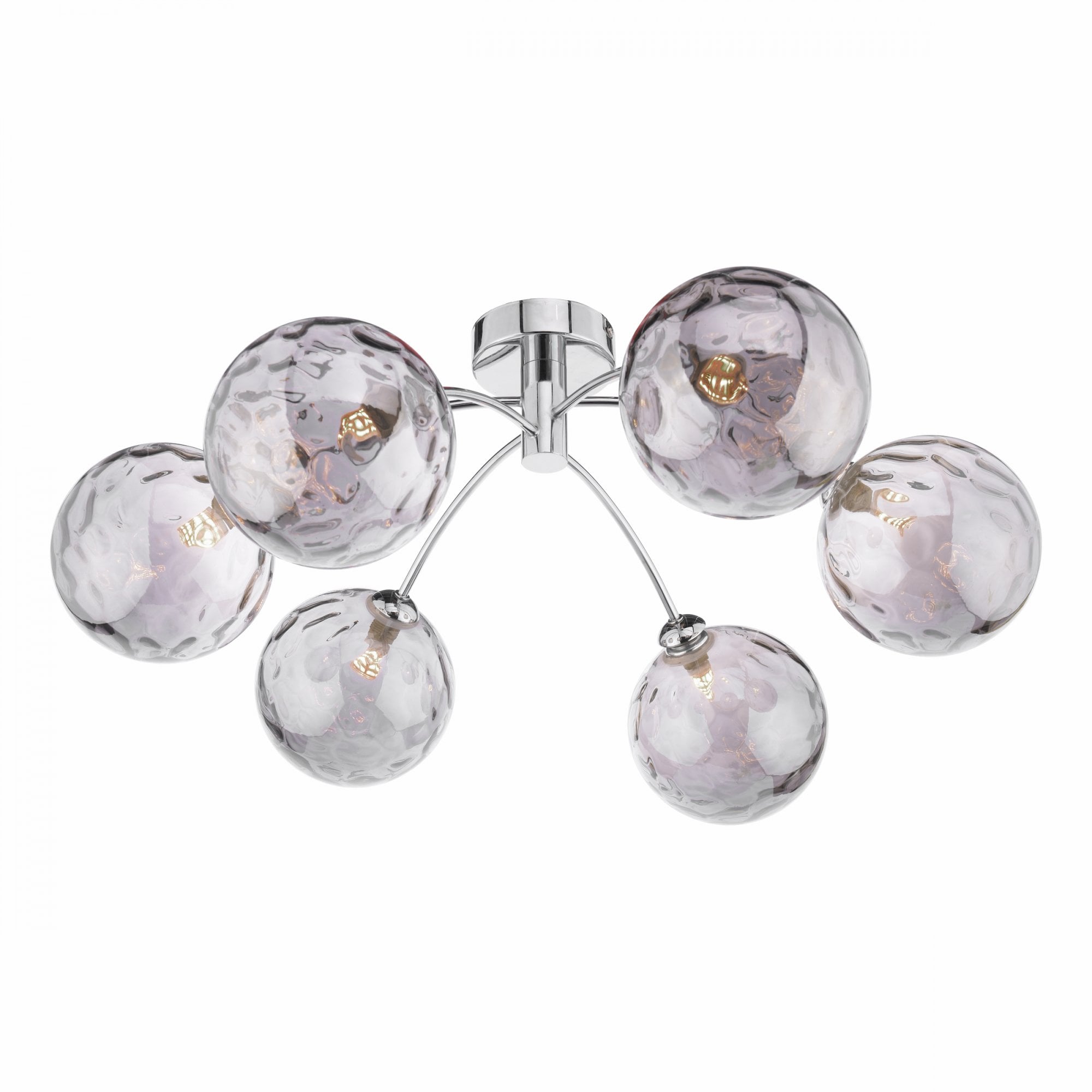 Izzy 6 Light Semi Flush Ceiling Light In Polished Chrome With Smoked Dimpled Glass IZZ0650-10
