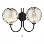 Jared 2 Light Wall Light In Matt Black With Smoked Dimpled Glass JAR0922-10