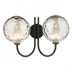 Jared 2 Light Wall Light In Matt Black With Smoked Dimpled Glass JAR0922-10