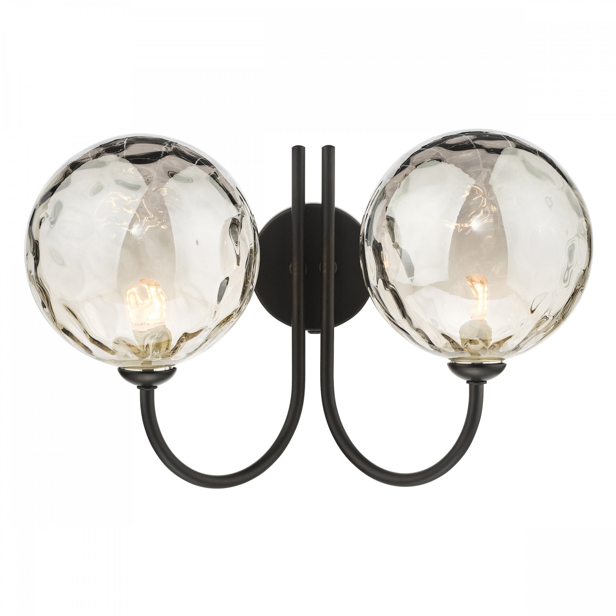 Jared 2 Light Wall Light In Matt Black With Smoked Dimpled Glass JAR0922-10