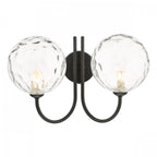 Jared 2 Light Wall Light In Matt Black With Clear Dimpled Glass JAR0922-12