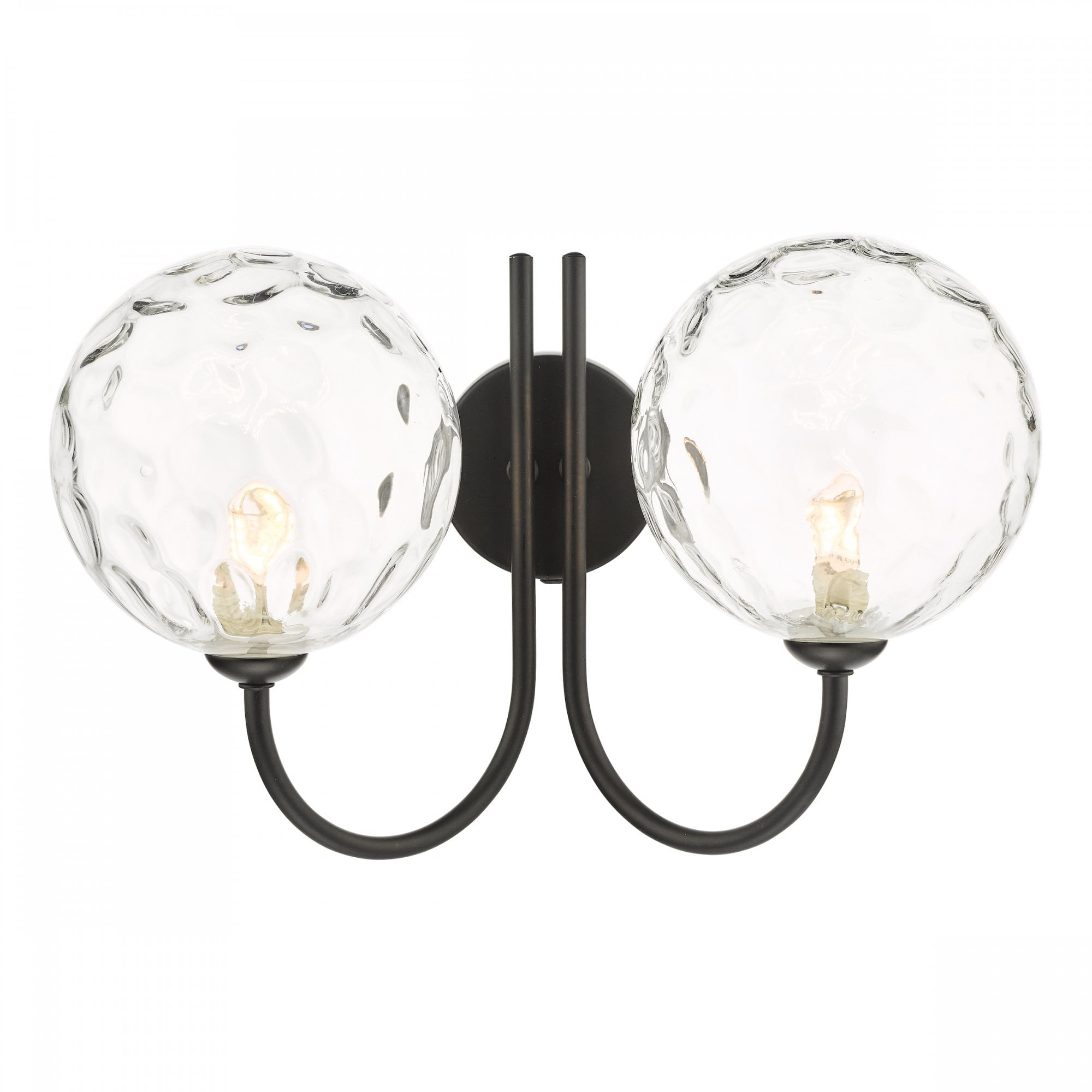 Jared 2 Light Wall Light In Matt Black With Clear Dimpled Glass JAR0922-12