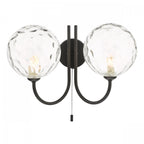 Jared 2 Light Wall Light In Matt Black With Clear Dimpled Glass JAR0922-12