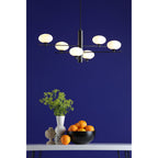 Jasper 6 Light Ceiling Pendant Light In Matt Black Finish With Opal Glass Shades JAS0622