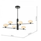 Jasper 6 Light Ceiling Pendant Light In Matt Black Finish With Opal Glass Shades JAS0622