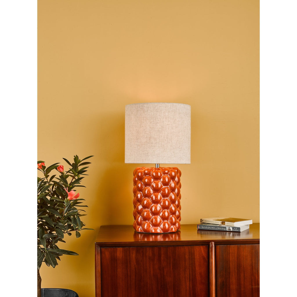 Jayden Modern Table Lamp In Orange Glaze With Cotton Shade JAY4211