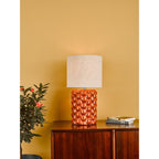 Jayden Modern Table Lamp In Orange Glaze With Cotton Shade JAY4211
