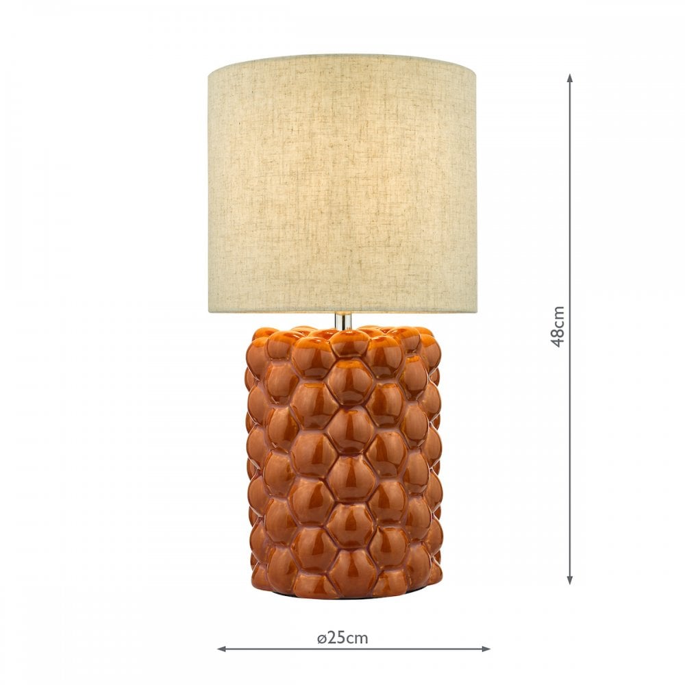 Jayden Modern Table Lamp In Orange Glaze With Cotton Shade JAY4211