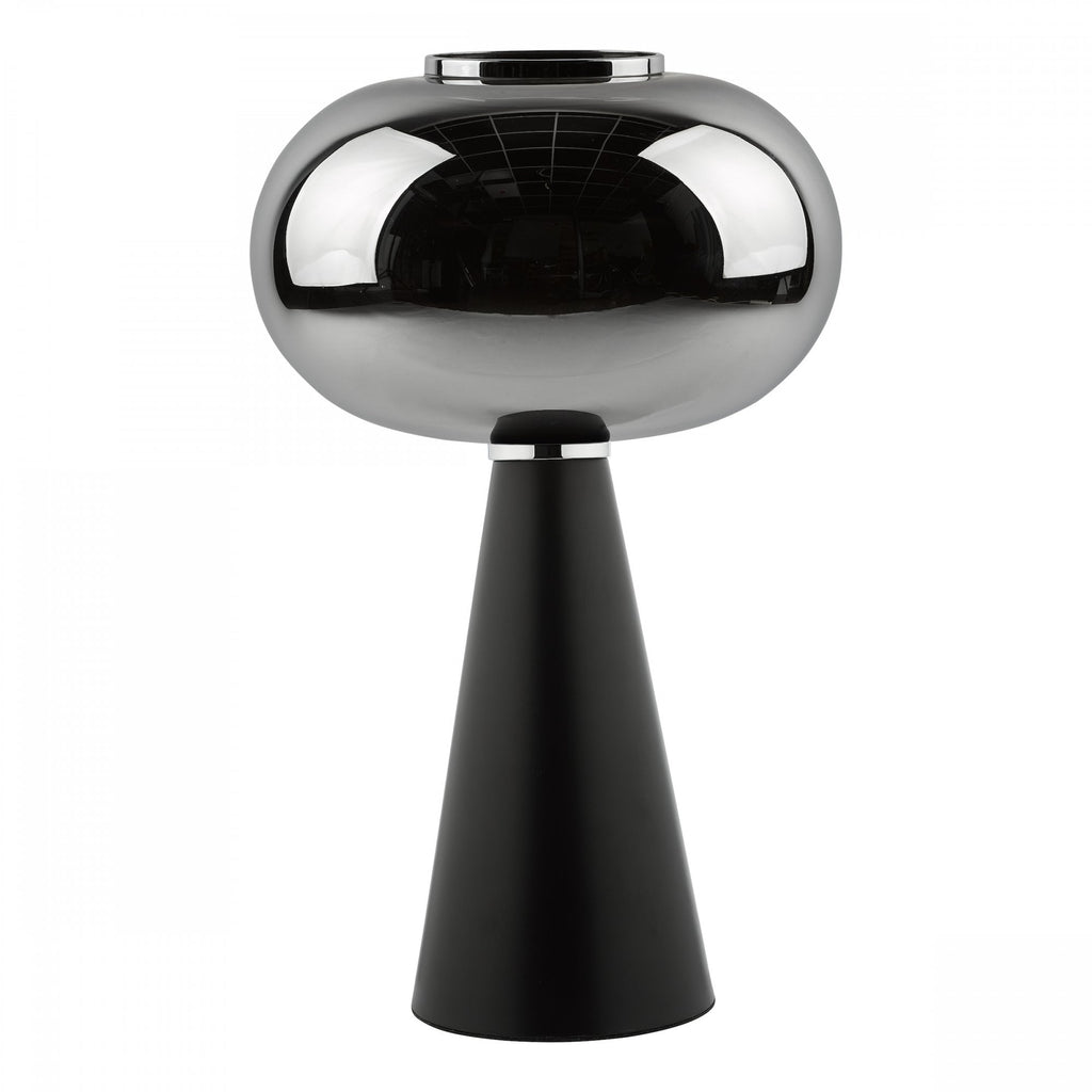 Jensen Modern Table Lamp In Satin Black With Smoked Glass Shade JEN4222