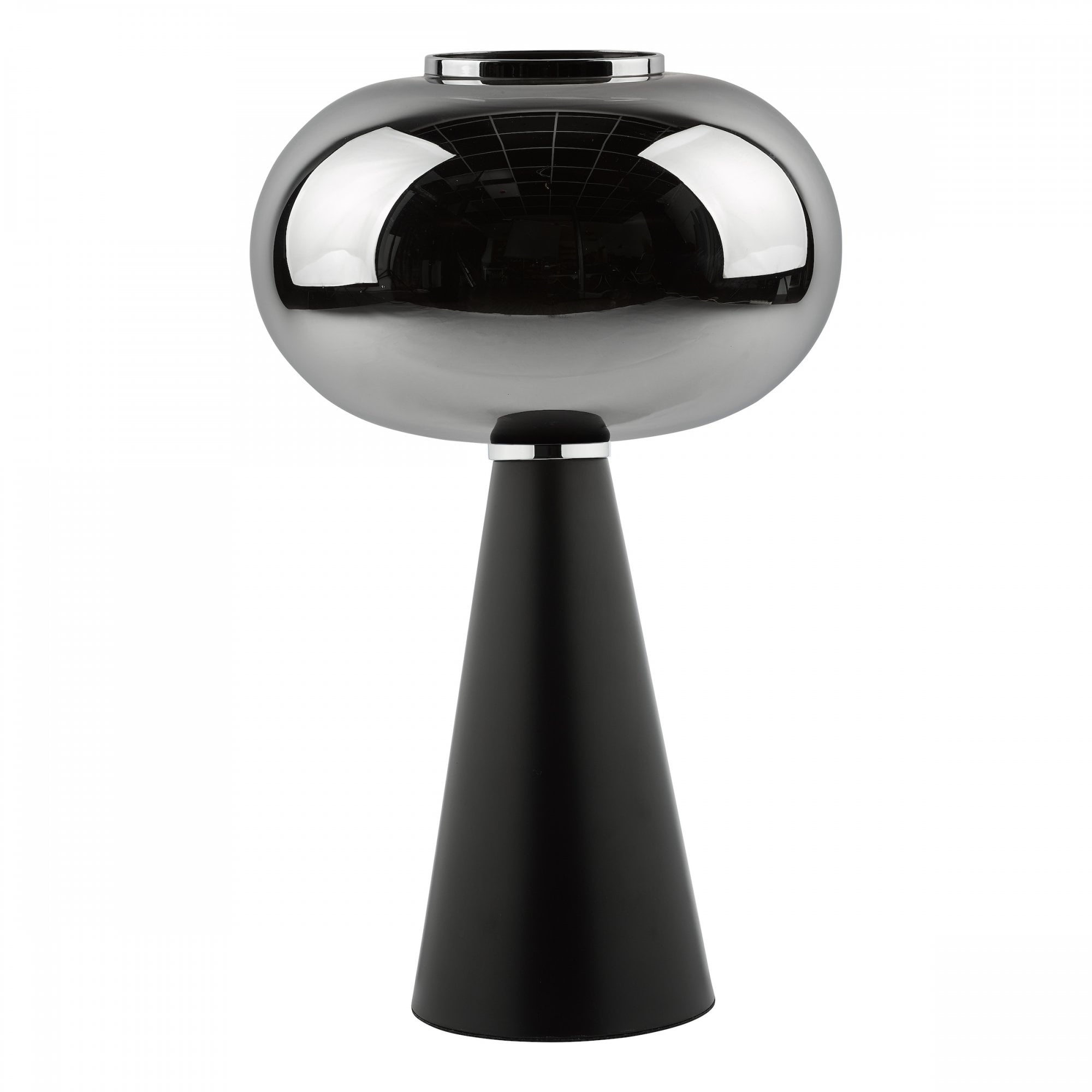 Jensen Modern Table Lamp In Satin Black With Smoked Glass Shade JEN4222