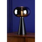Jensen Modern Table Lamp In Satin Black With Smoked Glass Shade JEN4222