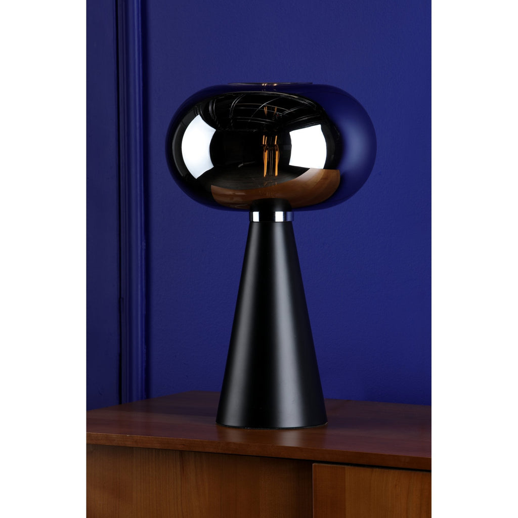Jensen Modern Table Lamp In Satin Black With Smoked Glass Shade JEN4222