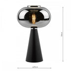 Jensen Modern Table Lamp In Satin Black With Smoked Glass Shade JEN4222