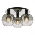 Lycia 3 Light Flush Ceiling Light In Matt Black Finish With Smoked Ombre Glass Shades LYC5322
