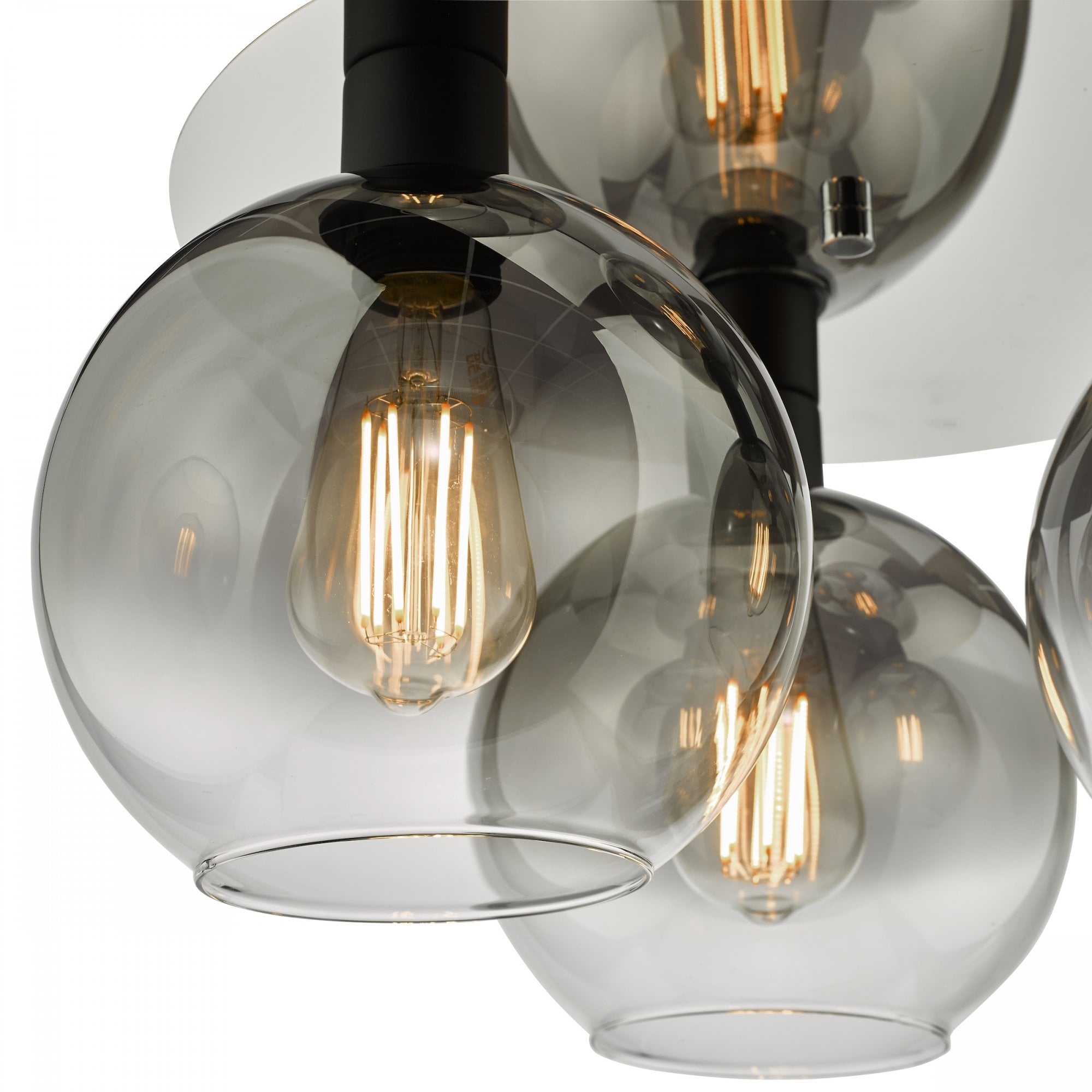 Lycia 3 Light Flush Ceiling Light In Matt Black Finish With Smoked Ombre Glass Shades LYC5322