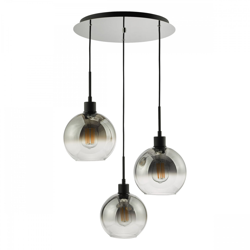 Lycia 3 Light Cluster Ceiling Pendant Light With Smoked Ombre Glass Shades LYC8822