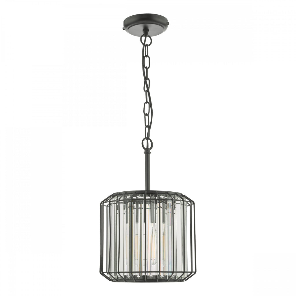 Naeva Contemporary Ceiling Pendant Light In Satin Black Finish With Crystal Glass NAE0122