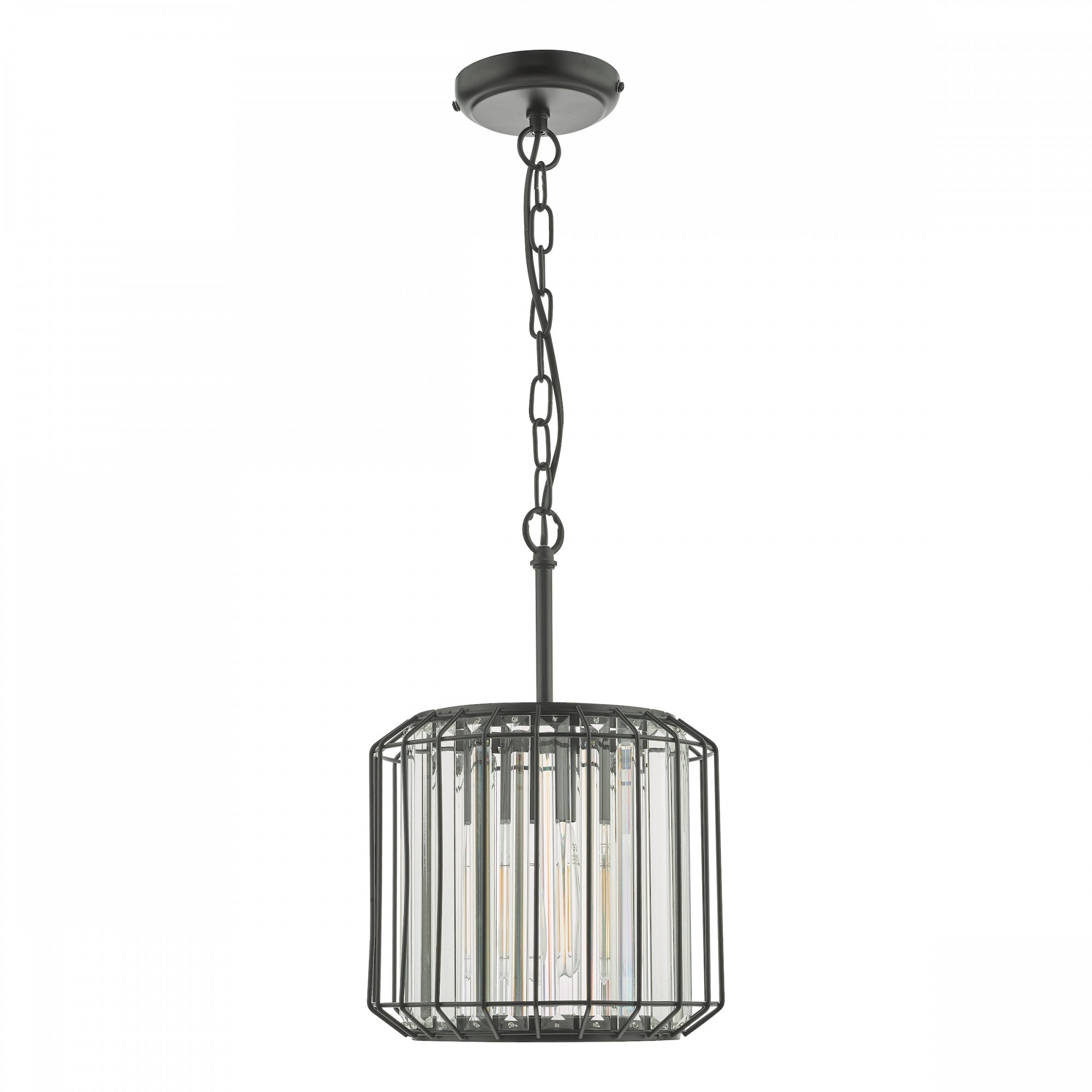 Naeva Contemporary Ceiling Pendant Light In Satin Black Finish With Crystal Glass NAE0122