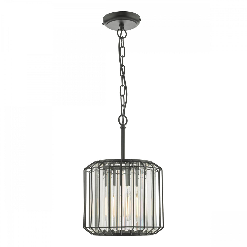 Naeva Contemporary Ceiling Pendant Light In Satin Black Finish With Crystal Glass NAE0122
