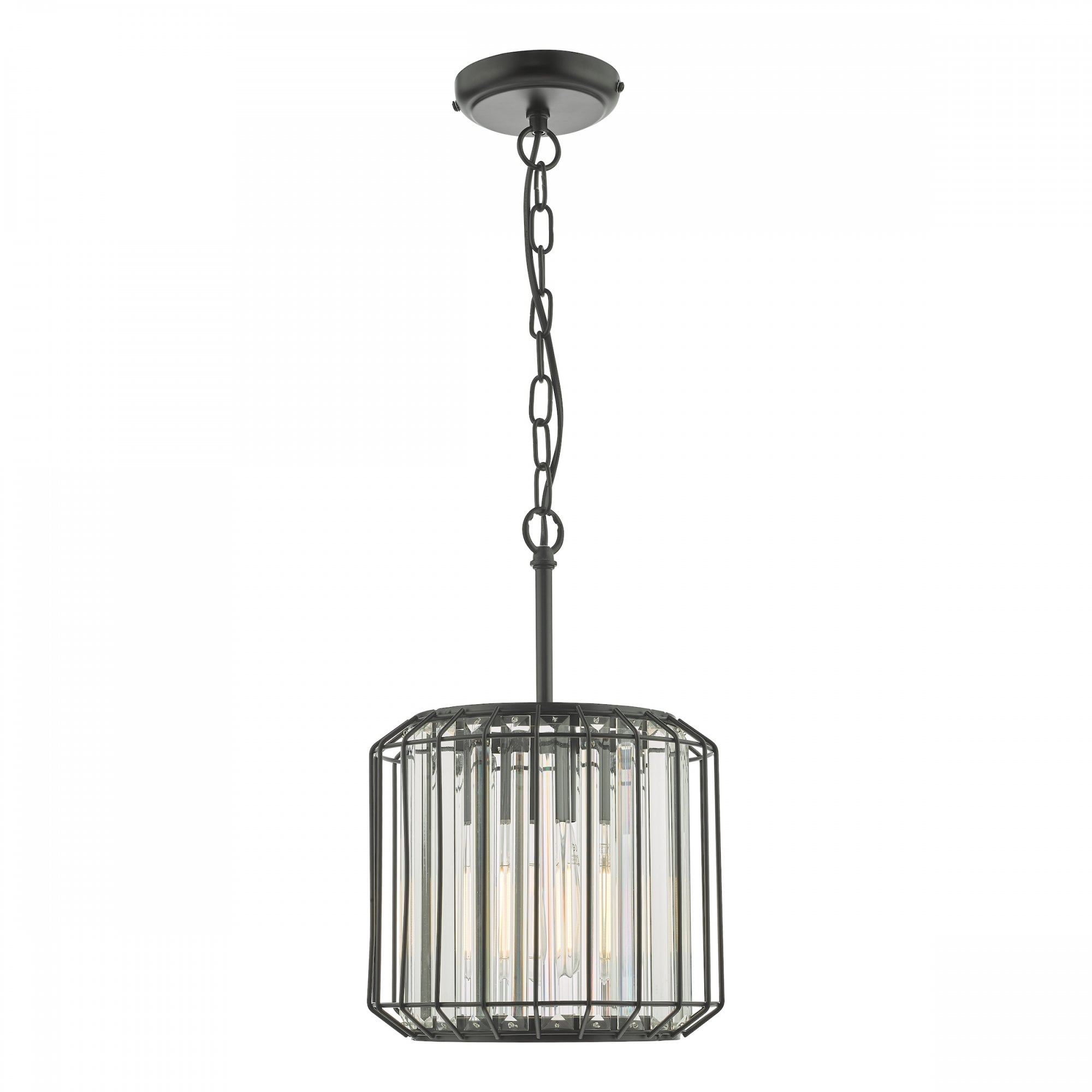 Naeva Contemporary Ceiling Pendant Light In Satin Black Finish With Crystal Glass NAE0122
