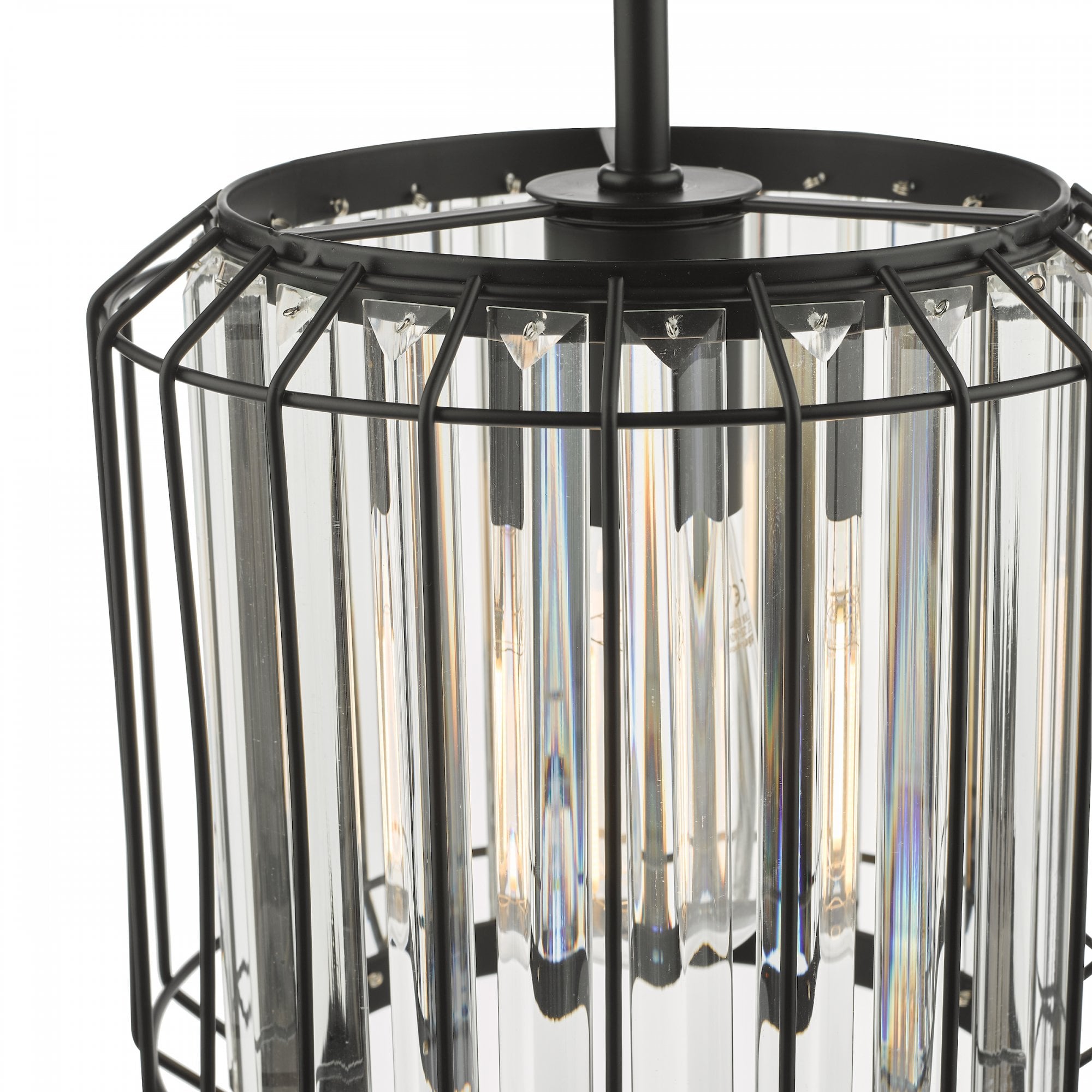 Naeva Contemporary Ceiling Pendant Light In Satin Black Finish With Crystal Glass NAE0122