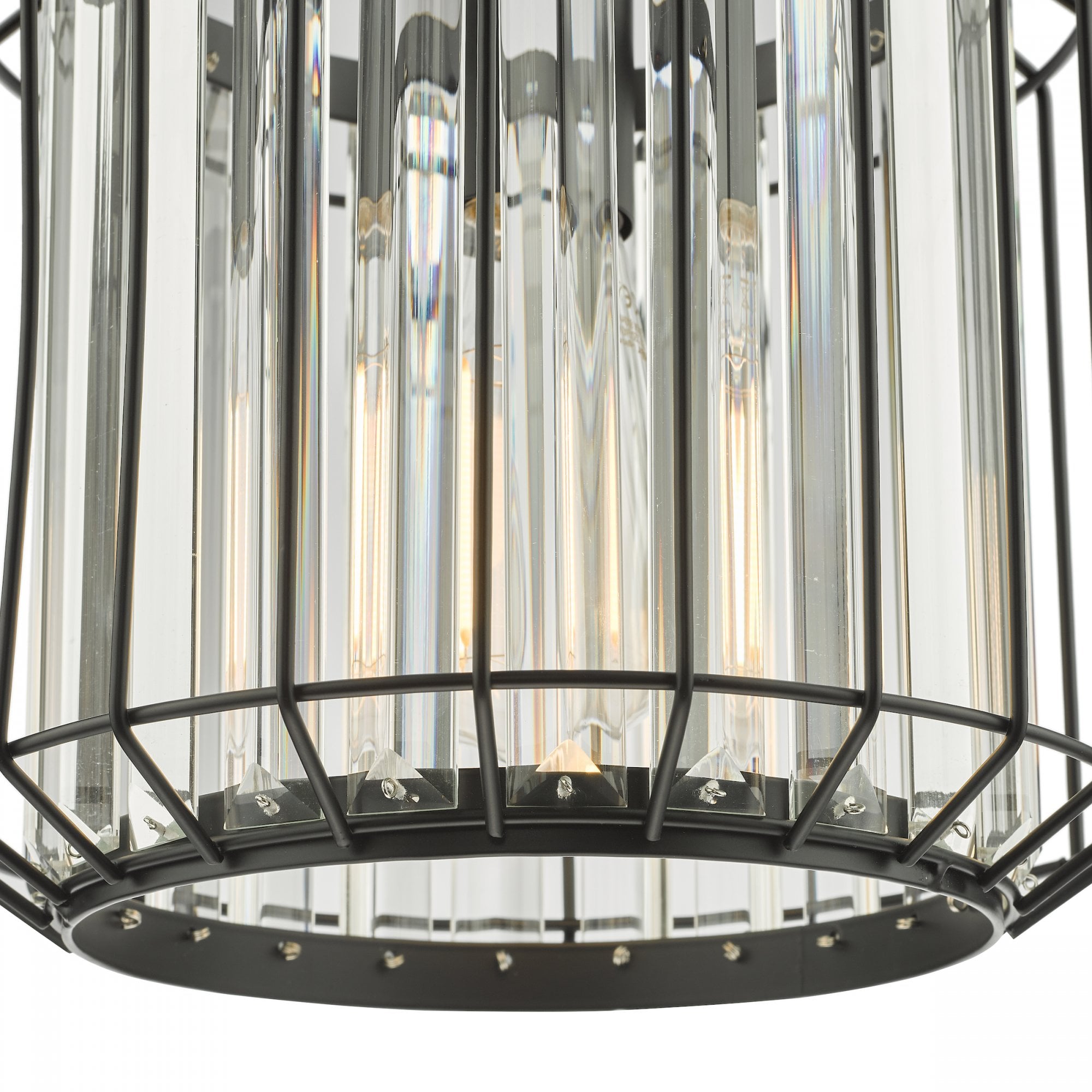 Naeva Contemporary Ceiling Pendant Light In Satin Black Finish With Crystal Glass NAE0122