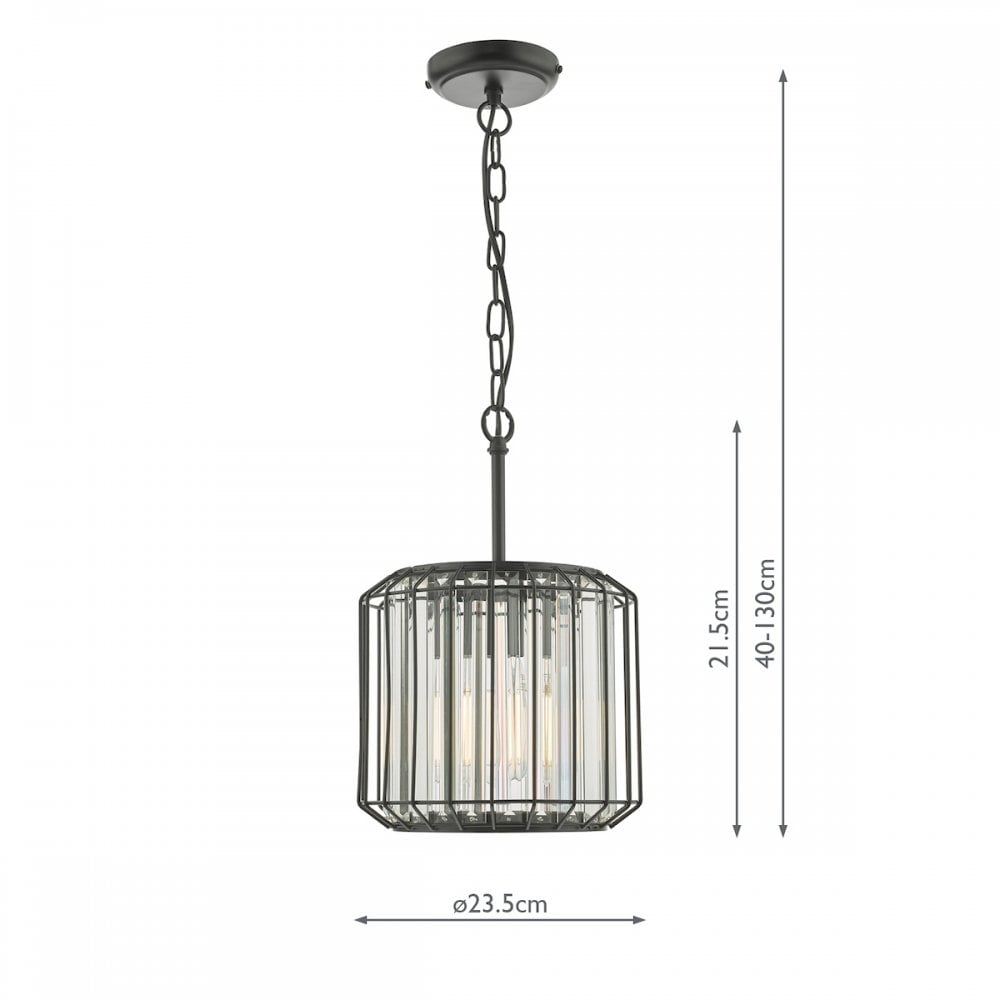 Naeva Contemporary Ceiling Pendant Light In Satin Black Finish With Crystal Glass NAE0122