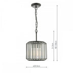 Naeva Contemporary Ceiling Pendant Light In Satin Black Finish With Crystal Glass NAE0122