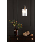 Nikolas Classic Ceiling Pendant Light In Natural Solid Brass With Ribbed Glass NIK0140-E01