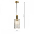 Nikolas Classic Ceiling Pendant Light In Natural Solid Brass With Ribbed Glass NIK0140-E01