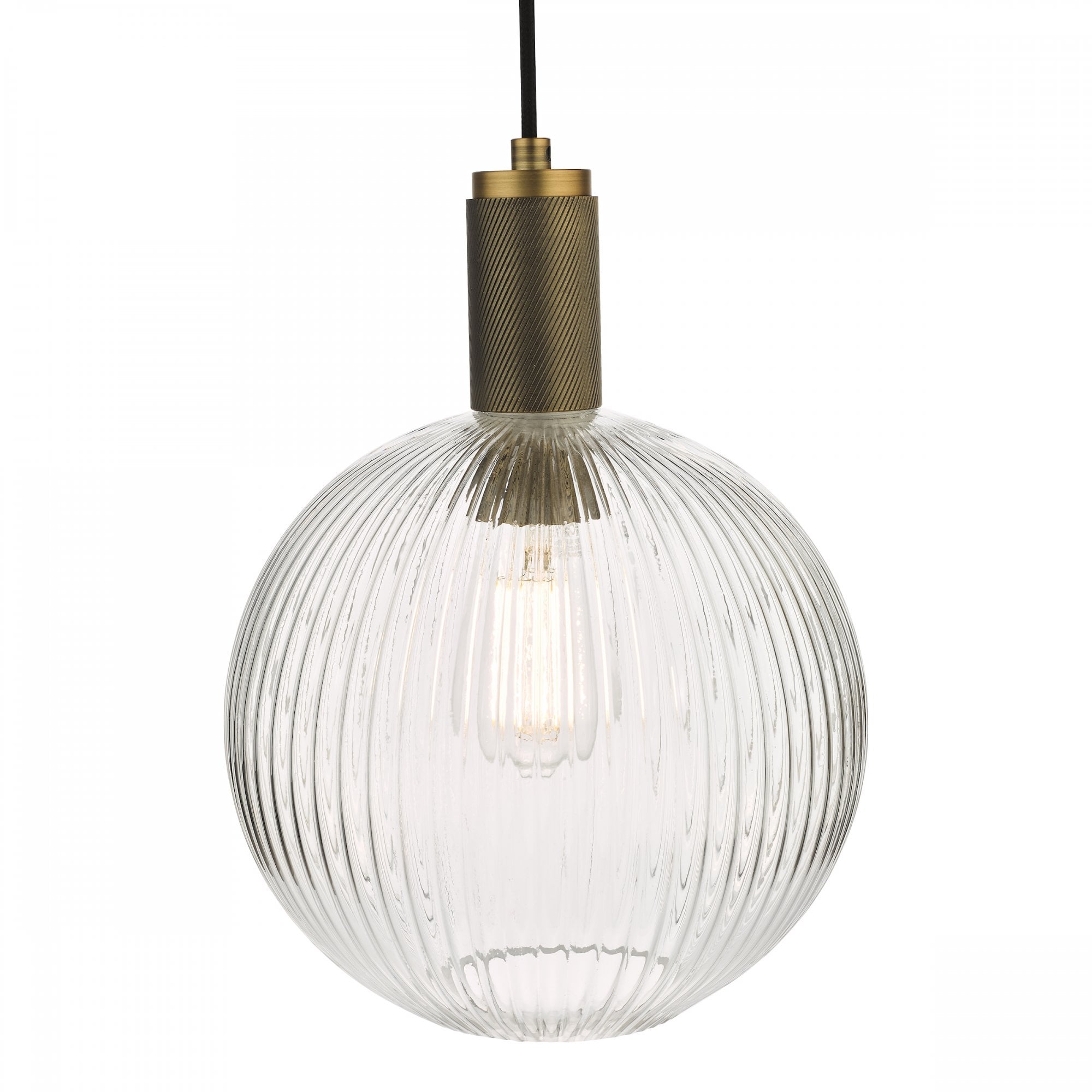 Nikolas Classic Ceiling Pendant Light In Natural Solid Brass With Round Glass NIK0140-E02
