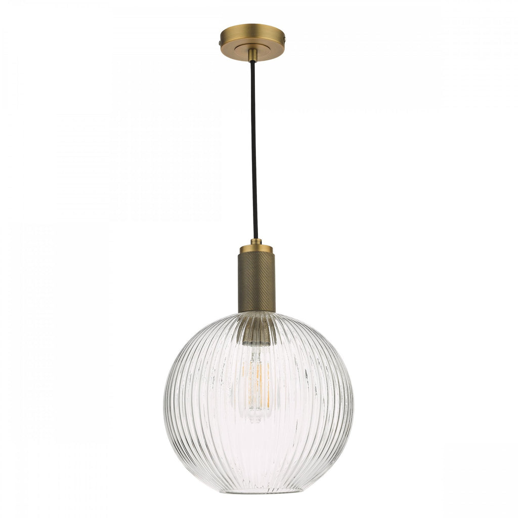 Nikolas Classic Ceiling Pendant Light In Natural Solid Brass With Round Glass NIK0140-E02