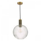 Nikolas Classic Ceiling Pendant Light In Natural Solid Brass With Round Glass NIK0140-E02