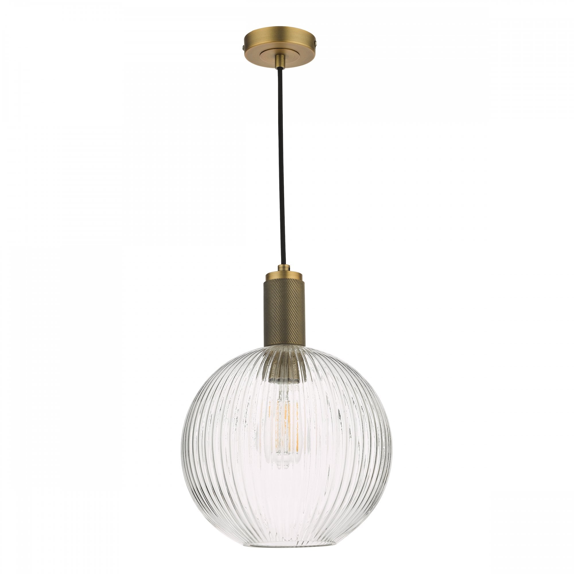 Nikolas Classic Ceiling Pendant Light In Natural Solid Brass With Round Glass NIK0140-E02