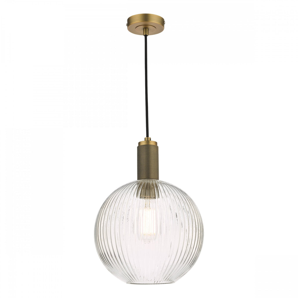 Nikolas Classic Ceiling Pendant Light In Natural Solid Brass With Round Glass NIK0140-E02