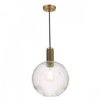 Nikolas Classic Ceiling Pendant Light In Natural Solid Brass With Round Glass NIK0140-E02