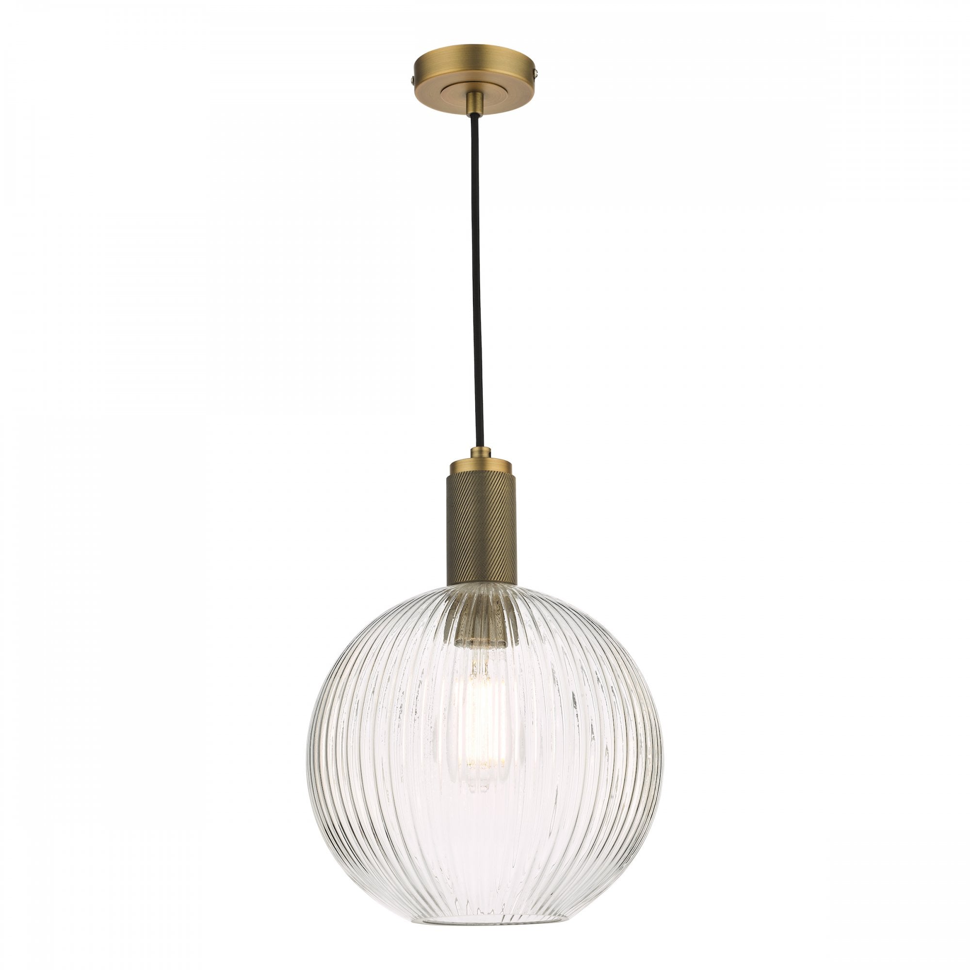 Nikolas Classic Ceiling Pendant Light In Natural Solid Brass With Round Glass NIK0140-E02