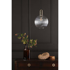 Nikolas Classic Ceiling Pendant Light In Natural Solid Brass With Round Glass NIK0140-E02