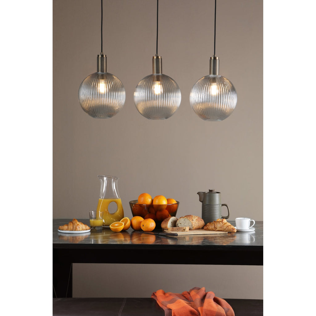 Nikolas Classic Ceiling Pendant Light In Natural Solid Brass With Round Glass NIK0140-E02